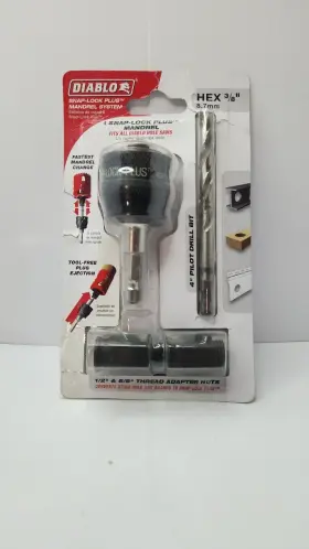 Dhsar375 Diablo Snap-lock Plus Mandrel System For Hole Saw Hex 3/8 Inch With Pilot Bit