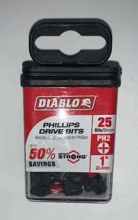 Dph21p25 Diablo 25-pack 1 Inch Phillips Drive Bits Ph2 -