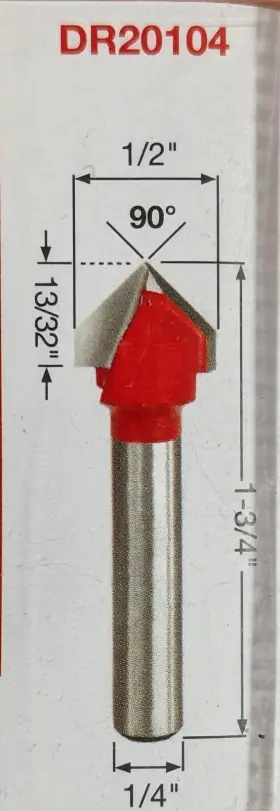 Dr20104 Diablo New Dr20104. 90 Degree 1/2 Inch Diameter V Bit. Carbide Titanium