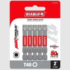 Dt402p5 Diablo J 2 Inch #40 Torx Drive Bits 5 Pack