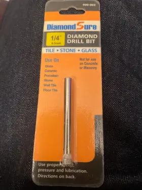 900-003 Diamondsure 1/4 Inch Diamond Drill Bit New Fiberglass Glass Limestone Marble 6.5mm