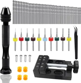 K1-037 Dianrui 61pcs Pin Vise Hand Drill Set Including 1pc Mini Press 10pcs