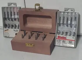 32-11929 Disston 28 Pc. Bur Sets 1/8 Inch Shanks #5362 X2 And Wood Box Lot