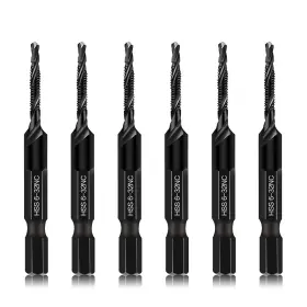 231023 Dkibbith 6-piece 6-32nc Combination Drill Tap Countersink Bit Set Sae Made Of