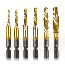 Dkibbith 313026793796 6 Packs Titanium Combination Drill And Taps Bit Set Sae 6-32nc 8-32nc 10-32nc 10-2
