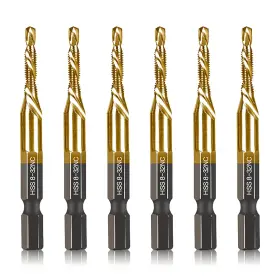 Dkibbith 313051858804 6-pc 8-32nc Combination Drill Tap Bit Set Sae Thread Size Titanium Coat