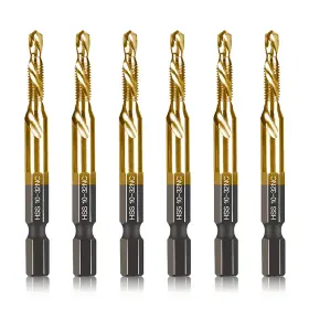 Dkibbith 445044956983 6-pc 10-32nc Combination Drill Tap Bit Set Sae Thread Size Titanium Co