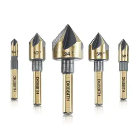 Dkibbith 650715500489 Countersink Drill Bit Set 5 Pieces High Speed Steel 82 Degree Flute 6mm Rou