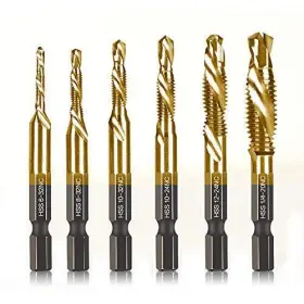 Dkibbith 791715205667 6 Packs Titanium Combination Drill And Taps Bit Set Sae 6-32nc 8-32nc 10-32nc 1