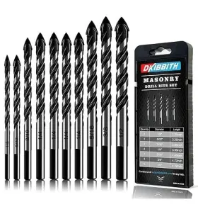 Dki-010 Dkibbith 10-piece Masonry Drill Bits Set For Tile Glass Ceramic Brick Wood 1/8 To 1/2 In