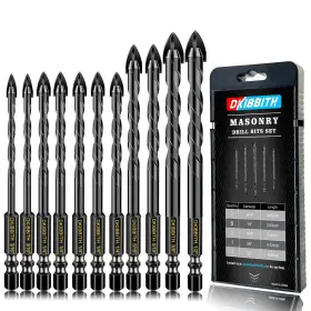 Dkvip-0045 Dkibbith 11-pc Carbide Masonry Concrete Drill Bit Set For Stone Tile Brick Ceramic Gla