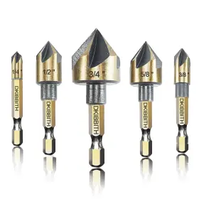Dkvip-0054 Dkibbith 5pc Countersink Drill Bit Set 1/4 Inch Hex Shank 82 Degree Case Included