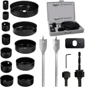 Hs-18 Doaho 18pcs Hole Saw Kit Wood Set With 3/4in-5in Saws Mandrels Drill