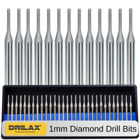 Drilax 600095802246 30-piece 1mm Diamond Drill Bits Set 1/8 Shank Compatible With Dremel Rotary