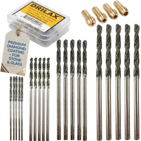 Drilax 600095802260 24-pc Diamond Drill Bit Set With Collets 1mm To 2.5mm Jewelry