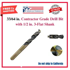 318487371 Drill America 33/64 Inch Contractor Grade Bit With 1/2 3-flat Shank