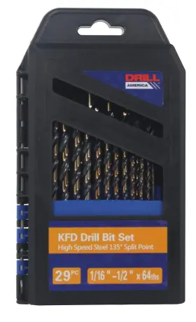 Kfd29j-rb Drill America 887861241656 29 Piece Heavy Duty High Speed Steel Bit Set With Black And
