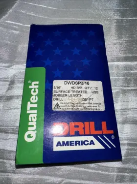 Dwdsp3 Drill America Dwfsp3 3/16 Inch Hd S/p Hss Surface Treated Jobber Length 12pk Dwdsp3/16