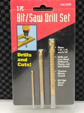 Drill And Cuts 694516932592 3pcs Spiral Saw Bit Plastic/wood Soft Metals 1/8 Inch 1/4 5/16