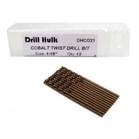 Drill Hulk 612508286963 1/16-inch Cobalt Steel M35 Jobber Length Twist Bits For Hard Metal Sta