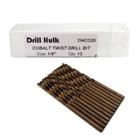 Drill Hulk 612508287007 1/8-inch Cobalt Steel M35 Jobber Length Twist Bits For Hard Metal Sta Inch
