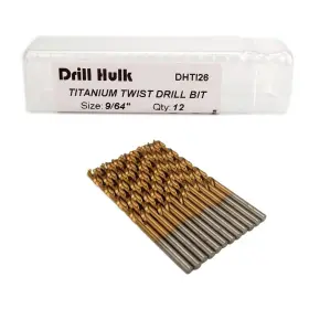 Dhti26 Drill Hulk Pack Of 12 9/64-inch Titanium Nitride Coated Bit Premium M2 High Spee