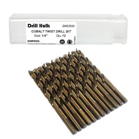 Dhco33 Drill Hulk Ltd 1/4-inch Cobalt Steel M35 Jobber Length Twist Bits For Hard Metal Stainle