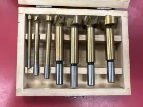 01903 Drill Master 7pc Forstner Bit Set Titanium Nitride Coated With Wooden Storage Box