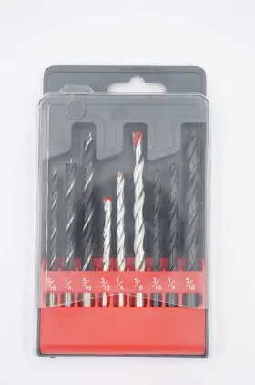Df20102 Drillforce 9pcs Combination Drill Set Brad Point Wood Masonry Packed In P