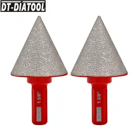 Dt-diatool 653430431076 2pcs 1-3/8 Inch Diamond Bevelling Chamfer Bits Cut Porcelain Tile Granite Hex Shank