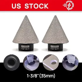 Dt-diatool 739929087044 2pcs 35 Mm Diamond Chamfer Finger Cone Milling Bits 5/8-11 Core Hole Saw Cutter