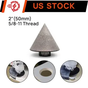 Dt979 Dt-diatool Diamond Chamfer Milling Finger Cone Bit 2 Inch For Finishing Hole Countersink Tile