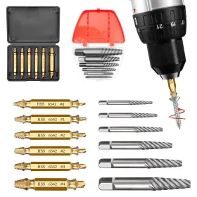 6542 Dtructiew 762736694204 12 Pcs Stripped Screw Extractor Set Easy Out Sethss Bo
