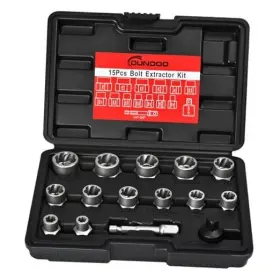 Extractor15 Dundoo Bolt Extractor Set 15pcs Easy Out Kit 3/8 Inch Drive Impact