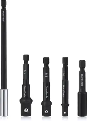 Dtimss005 Duratech 5-piece Socket Adapters And Extension Bar Set - With 1/4-inch Hex Shank 1/4 Inch 3