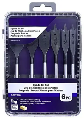 Edward Tools 758913611430 Spade Bit Set With Case - 6 Piece Heavy Duty Bits For Drill 3/8 Inch To 1