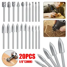 Eeekit 715444520143 20pc Wood Carving Engraving Drill Bits Set Milling Cutter For Dremel Rotary Tool