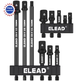 E70112 Elead Impact Socket Adapter Set 11 Piece 1 4 Inch Hex Shank Sockets Driver Bit Drill