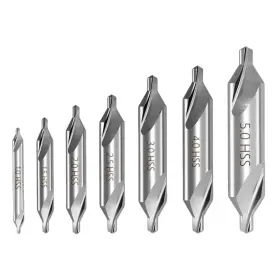 Emx001 Emstar 7 Pieces Center Drill Bits Set M2 High Speed Steel 60 Degree Sizes 1.0-5.0