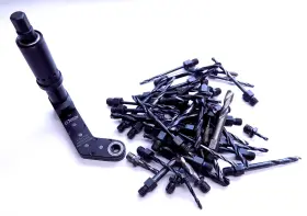 2858-31-28 Etech Mini 1/4-28 Threaded Dog Leg Pancake Angle Drill With 50 Bits Aircraft Tool