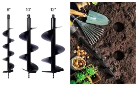Etsg 699935284632 3 Steel Auger Drill Bit For Planting Hole Fit 3/4 Inch Hex Drive 6in 10in 12in