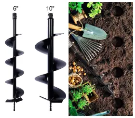 Etsg 699941788216 2pcs Steel Auger Drill Bit For Planting Hole Fit 3/4 Inch Hex Drive 6in 10in