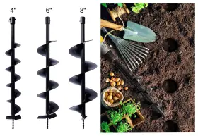 Etsg 699994470847 3pcs Auger Drill Bit For Planting Hole Fit 3/4 Inch Hex Drive 4in 6in 8in