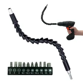Extra Mile 729043238071 11.5 Inch Flexible Extension Shaft With 10 Drill Bit Sets 1/4 Hex Head Magnetic
