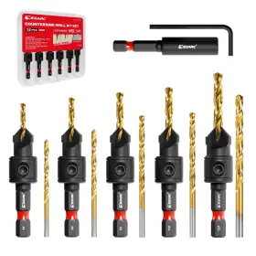 Ezarc 810151451831 Countersink Drill Bit Set 12 Pcs Counter Sink Adjustable 4 6 8
