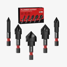 Ezarc 850047411099 82 5 Flute Countersink Drill Bit Set For Metal 1/4 In Hex Shank Countersunk