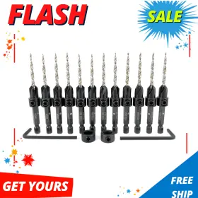 Fair Trade Group Usa Llc Ftg-2361p New 12 Pc #6 9/64 Countersink Drill Bit Set Depth Stop Collar Hex Wrench Wood