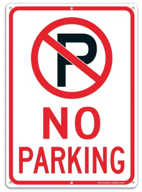 1410npa Faittoo 14 Inch X 10 0.04 Metal Sign No Parking With Symbol Black Red On White