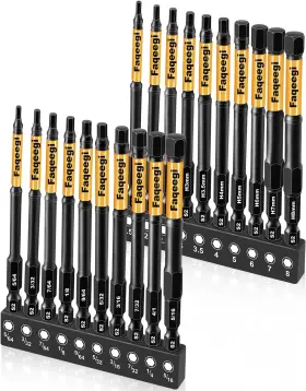 Faqeegi 744759974600 20pcs 4 Inch Impact Hex Bit Set Metric And Sae - High-torque S2 Steel 1/4 Shank