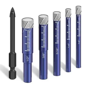 Farhigh 313093633612 6 Pcs Diamond Drill Bits Set For Porcelain Ceramic Glass And More - Versatile Ti